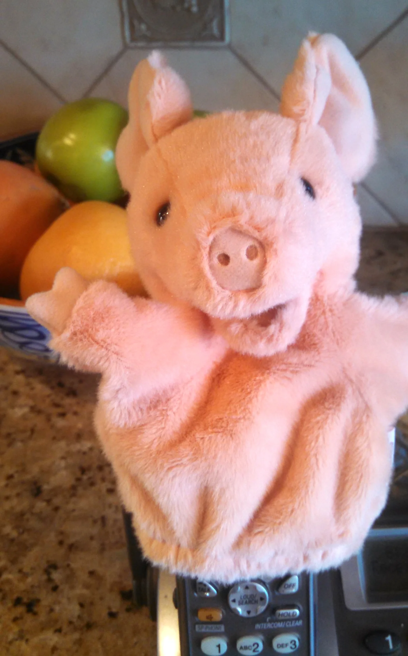Piglet the puppet is a perfect kitchen pal