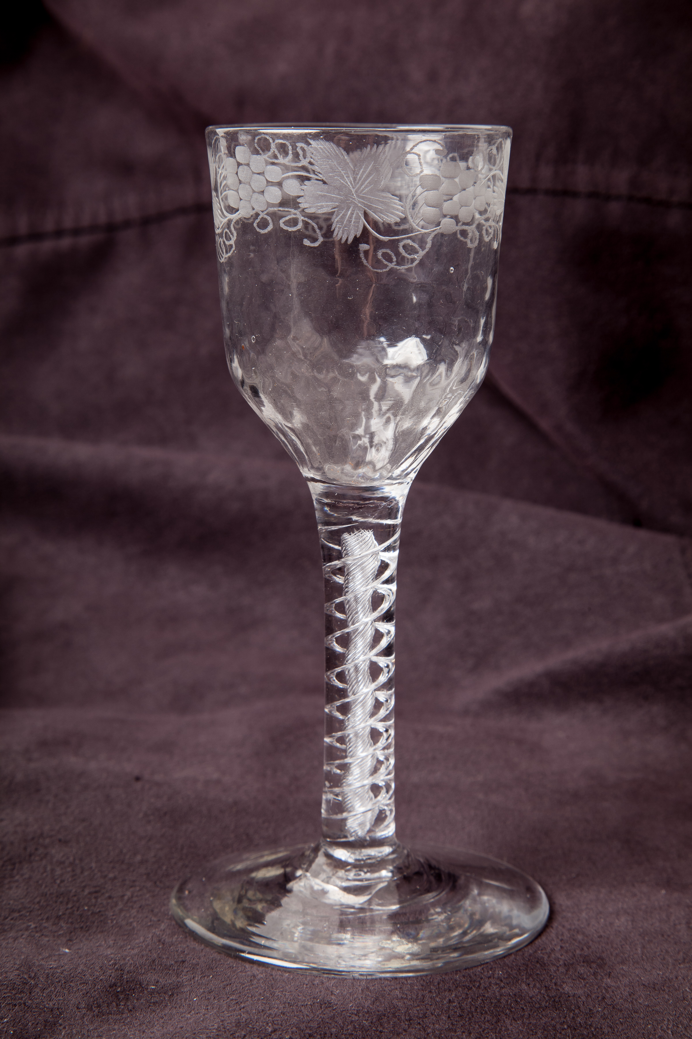 Fine English 18th Century Etched Air Twist Glass