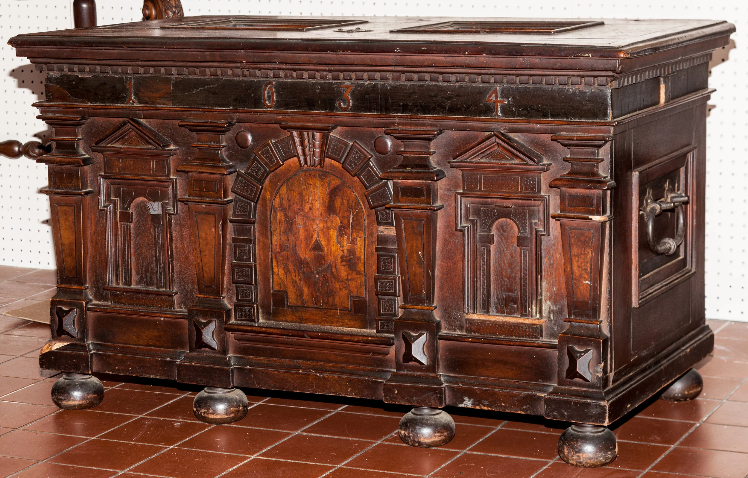 Continental lock chest, dated 1634 - sold