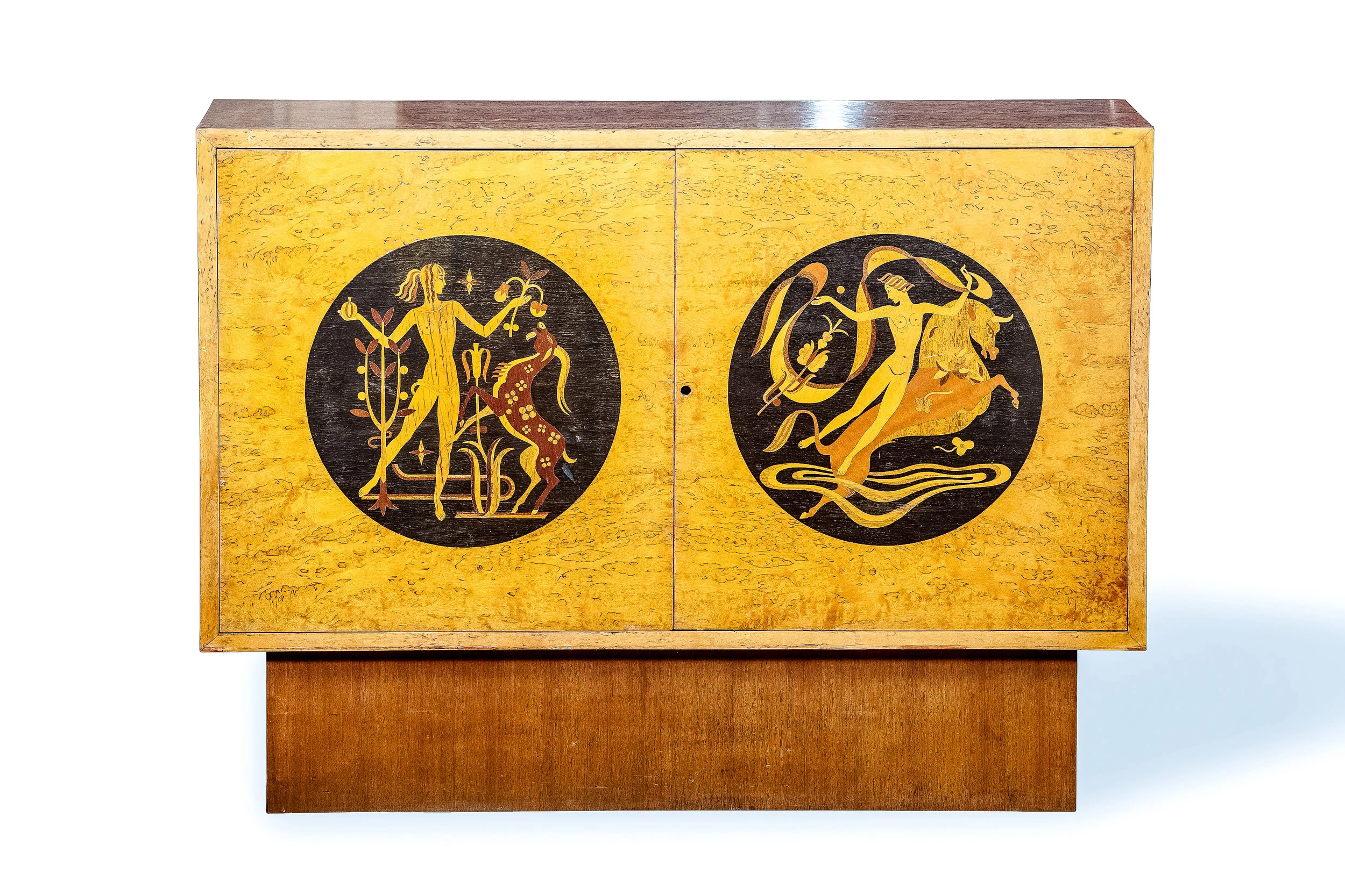 Andrew Szoeke inlayed cabinet, from his estate, circa 1940