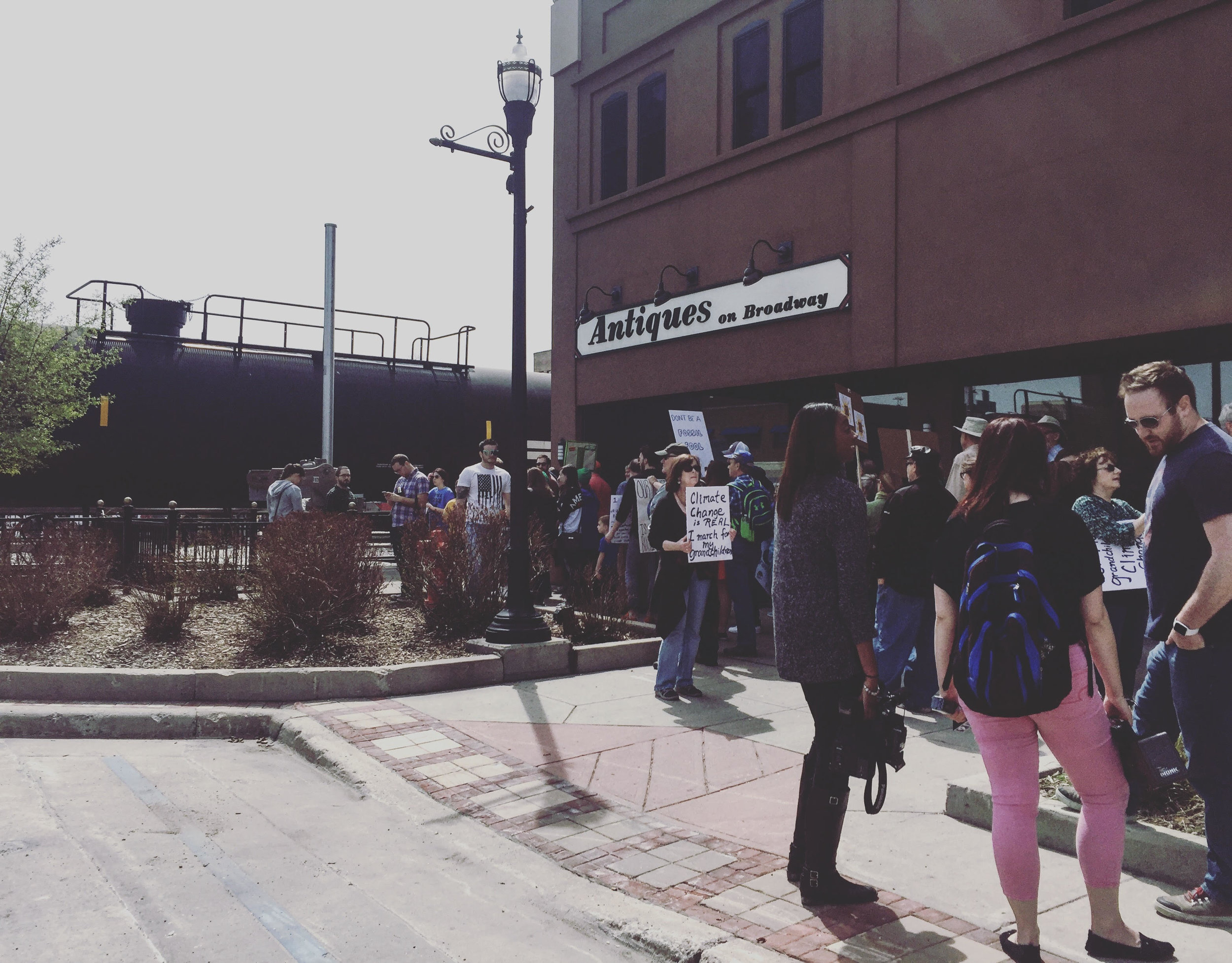 That awkward moment when you have to pause your climate change march to let an oil train pass. 