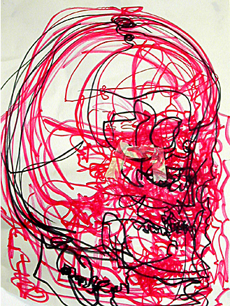 Red 2- 24x18 in; marker, tape on newsprint; 2005
