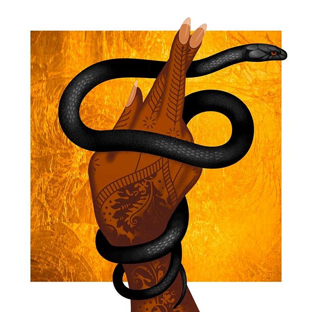 Keep those #fingerscrossed . #illustration #snakes #snakesofinstagram #gold #henna