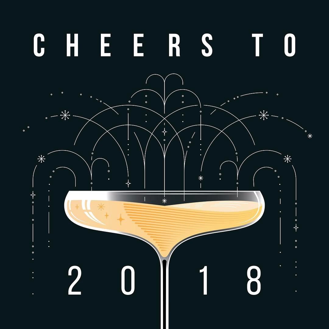 Here's to turning 7's into 8's for a few months. #2018 #illustration #toast #newyearnewme