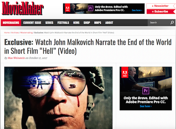 NICE EXCLUSIVE ON OUR FILM "HELL" IN MOVIE MAKER MAGAZINE!