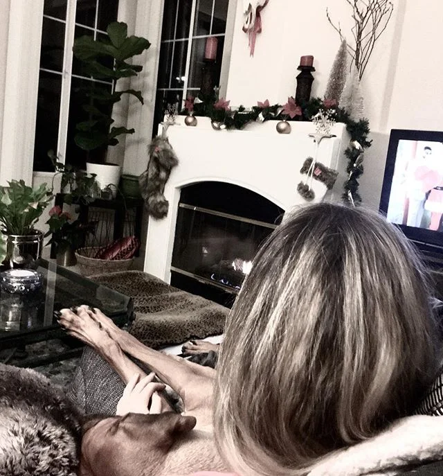 Lazy December nights w/ these two ladies. @islaknowsbest @vanessa.skaggs #fireplaceseason #halfasleepbynine #mondaymotivation #hallmarkchristmasmoviesorlifetime #somuchchristmasflavor #besttimeofyear #fitfam #canifitfamforlifesittingonthecouch #youwi