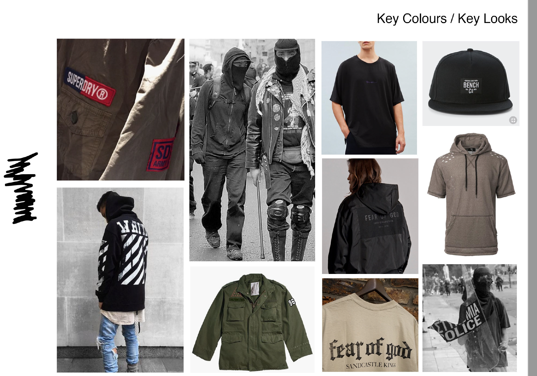 A sample of ideas grabbed from the web, that convey the concept of the first street wear collection.