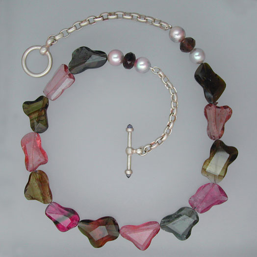 Sterling Tourmaline Bead Necklace