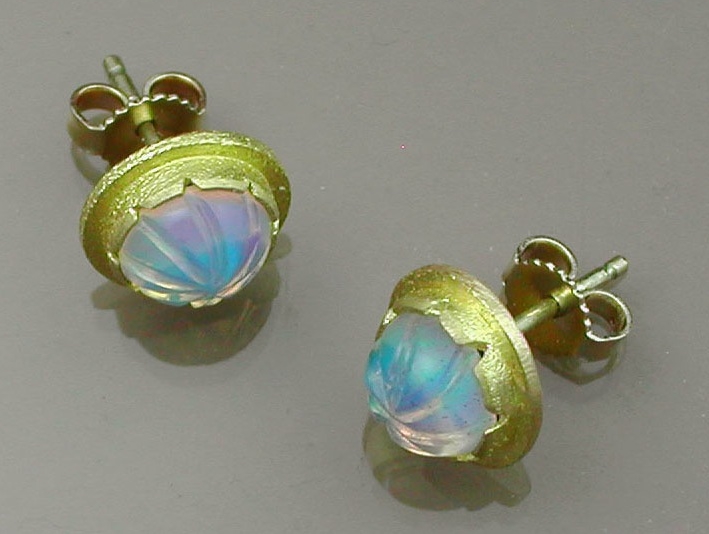 22K Carved Ethiopian Opal Earrings