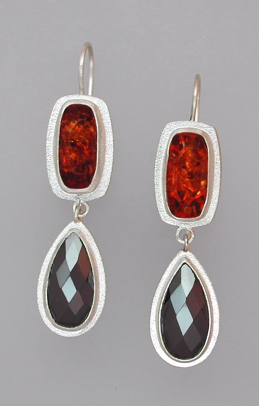 Amber & Hematite Earrings