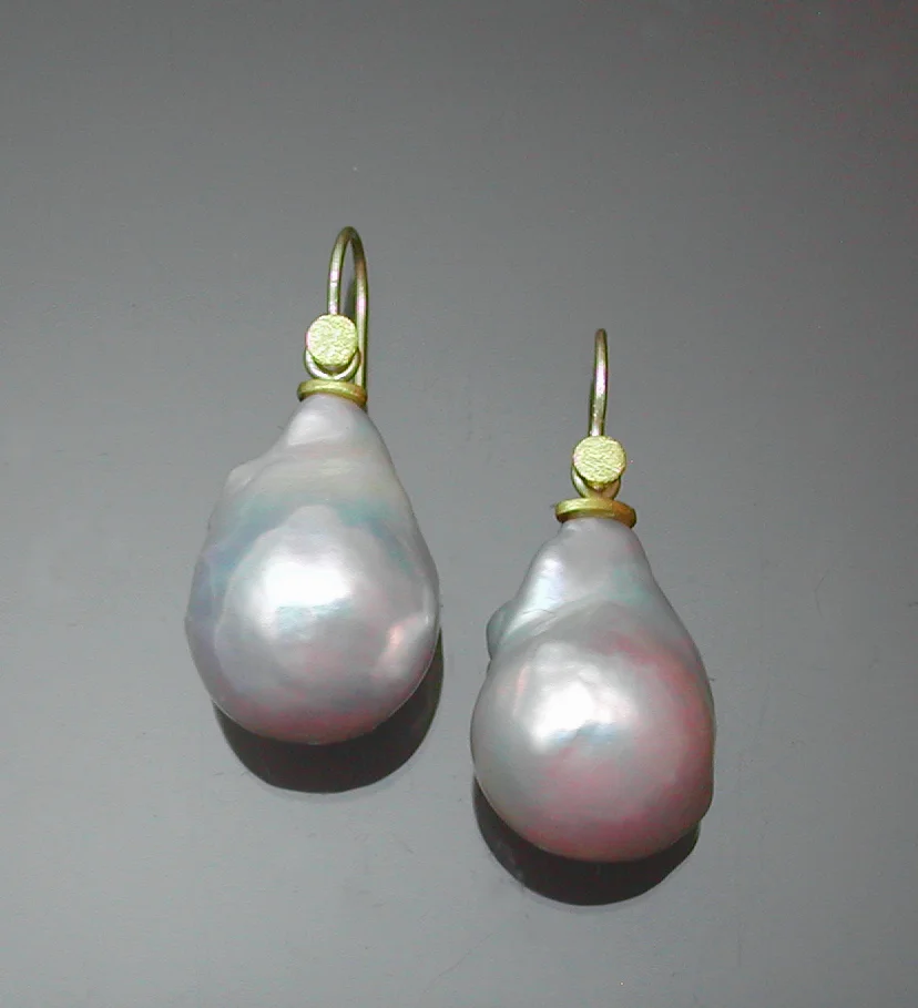 Gold Earrings with South Sea Pearls