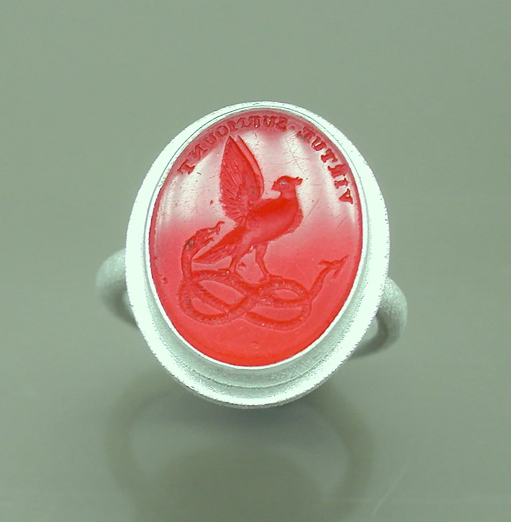 Sterling Ring with Georgian Era Carnelian Intaglio Seal