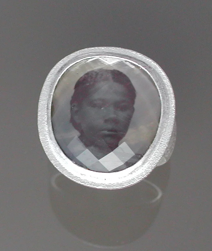 Silver Ring with Antique Tintype of African-American Girl