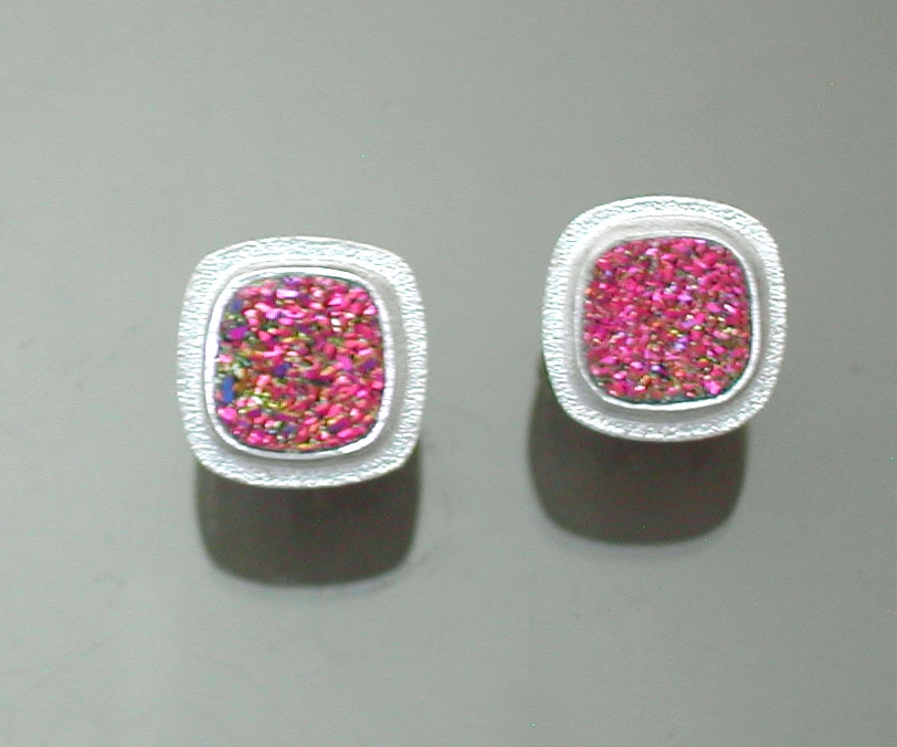 Sterling Earrings with Titanium Drusy Agate