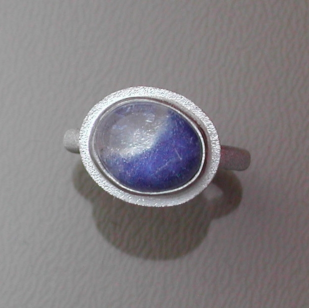 Sterling Ring with Dumortierite in Quartz