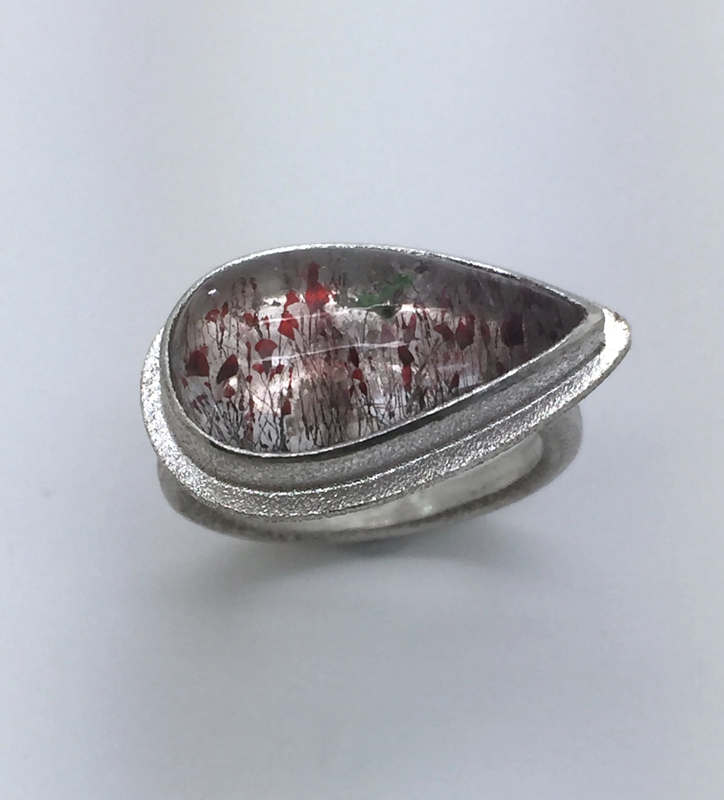 Sterling Ring with Hematite in Quartz