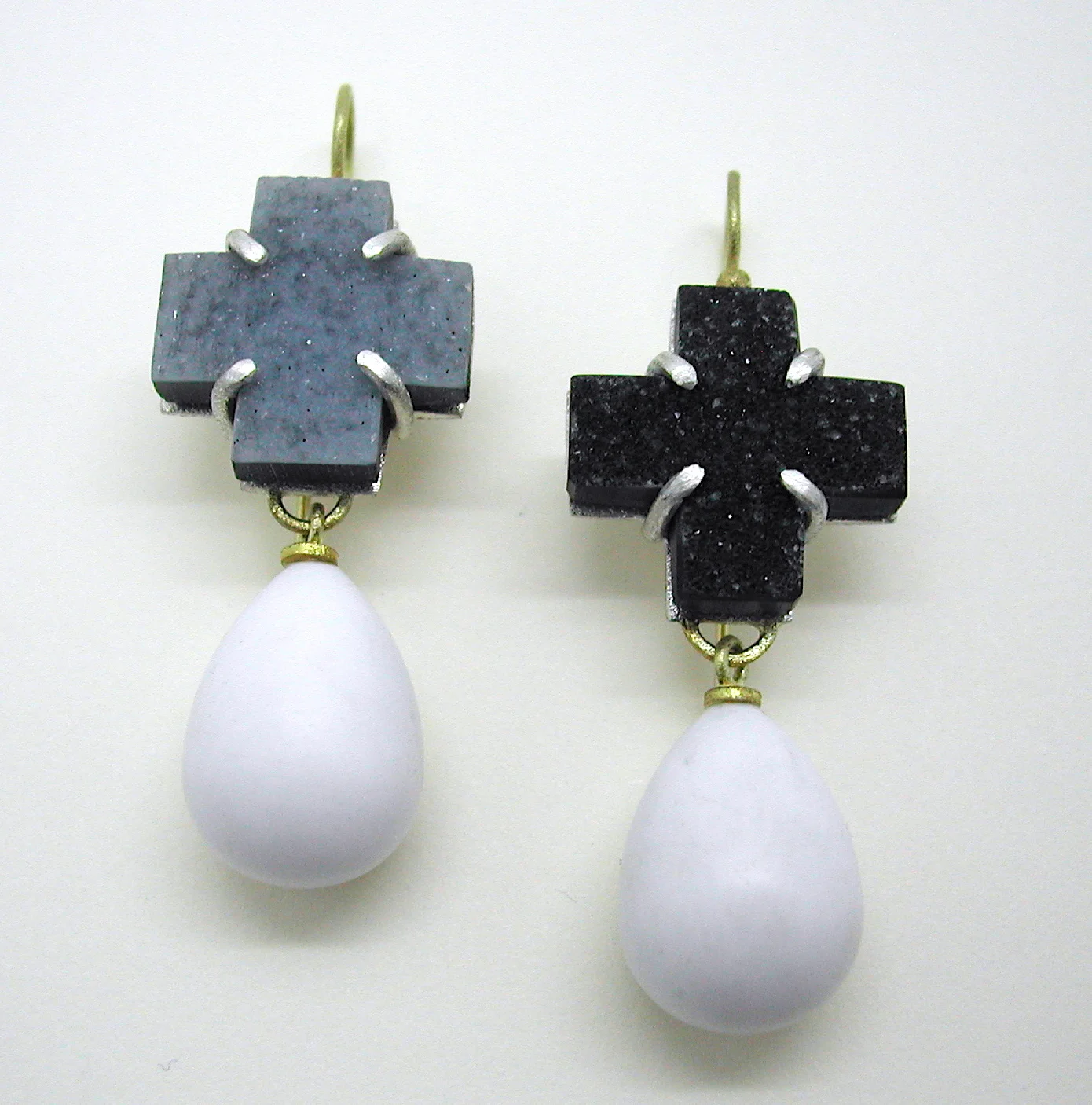Sterling &amp; Gold Earrings with Crosses and Eggs