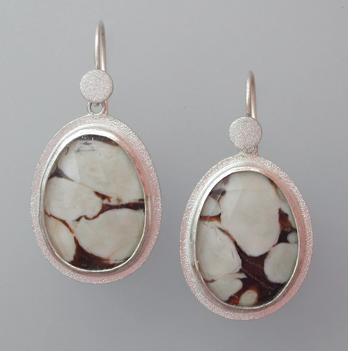 Sterling Earrings with Fossilized Peanut Wood