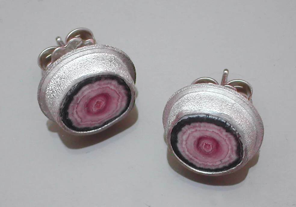 Rhodochrosite Ear Studs