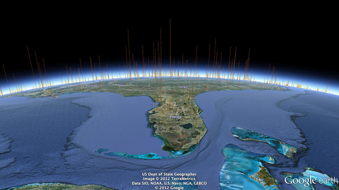  A view from Florida with 574 x 574 feet columns. 