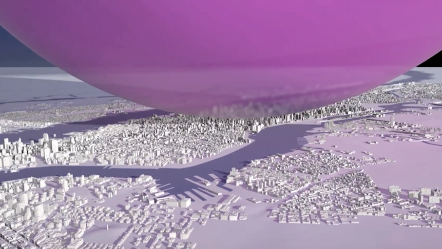  Image from 'Precious Ozone' film - all the ozone brought together at sea level temperature and pressure would fill a sphere 14 km in diameter. 