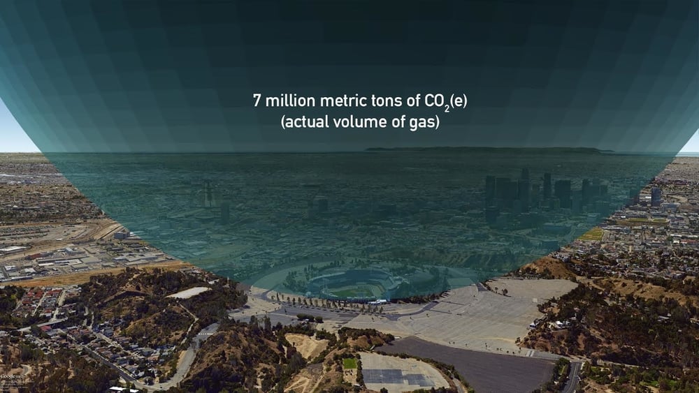  Approximate volume of methane emitted from Aliso Canyon leak (shown as carbon dioxide equivalent) between 23/10/2015 and 08/01/2016. 