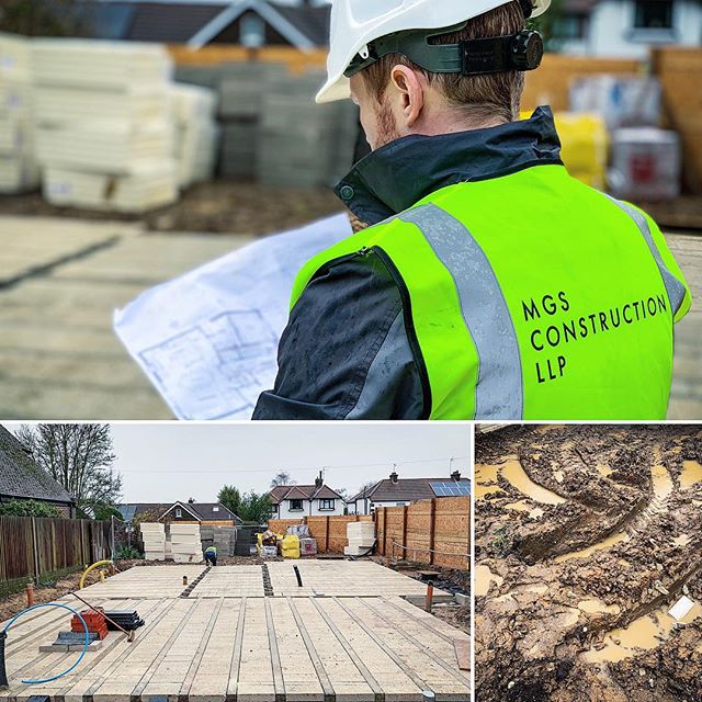 ☔️It&rsquo;s been a muddy and wet end to the week on our new build project, but it&rsquo;s all ready for brickwork to commence on Monday ☔️ #buildersofig #newbuild #construction #blockandbeam #mud #site #hiviz #builder #rain #newhome #residentialcons