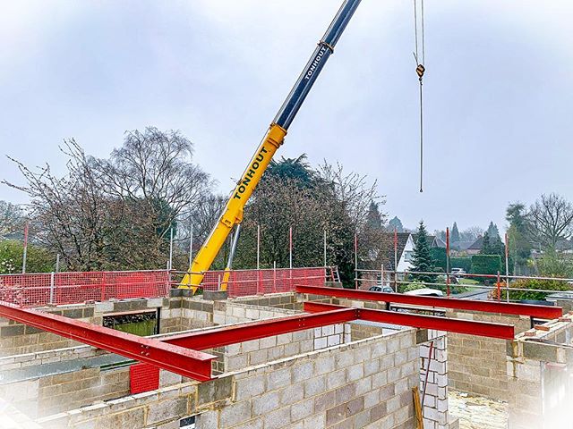 The 2nd Floor construction is now compete on our residential build, ready for main roof steelwork #construction #builder #newhome #newbuild #crane #steel #blockwork #buildersofig #residentialconstruction #build #joist #brick