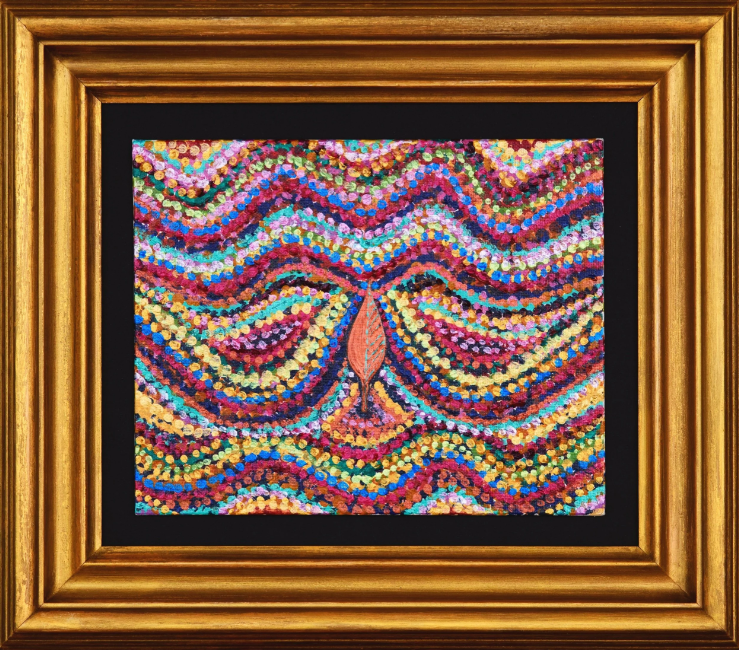 Vibration, Acrylic on Canvas, 35x25cm inc. recycled gold frame, 2022