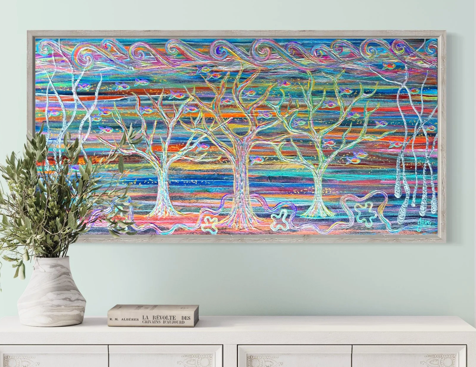 Shiny Sea, Acrylic on Canvas, 30x80cm, 2023
