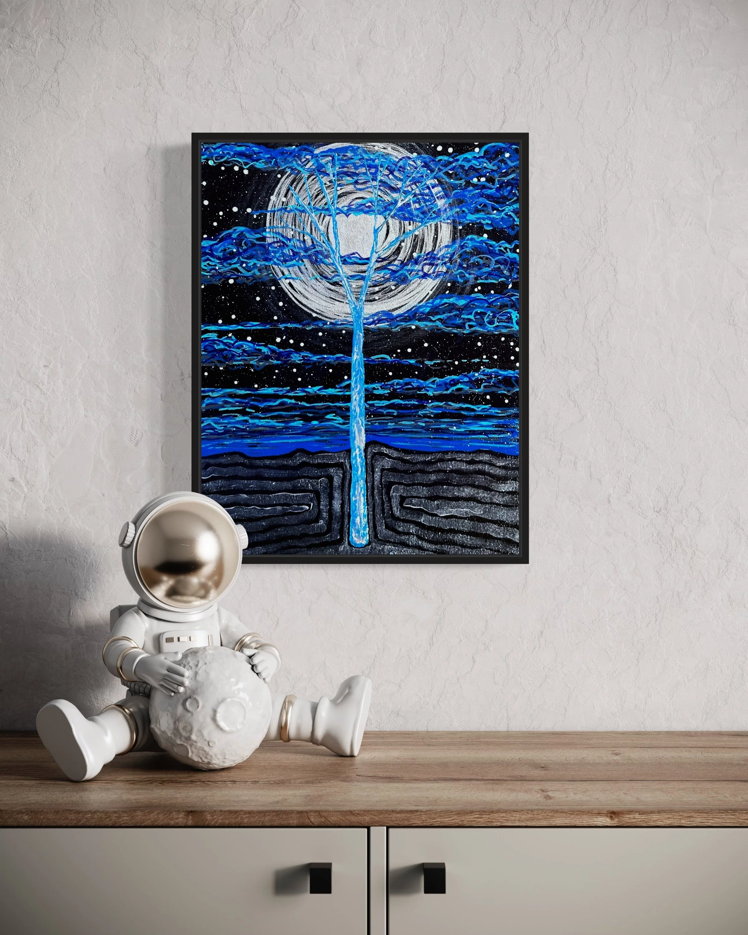 Full Moon Magic, Acrylic on Canvas, 25x15cm, 2024