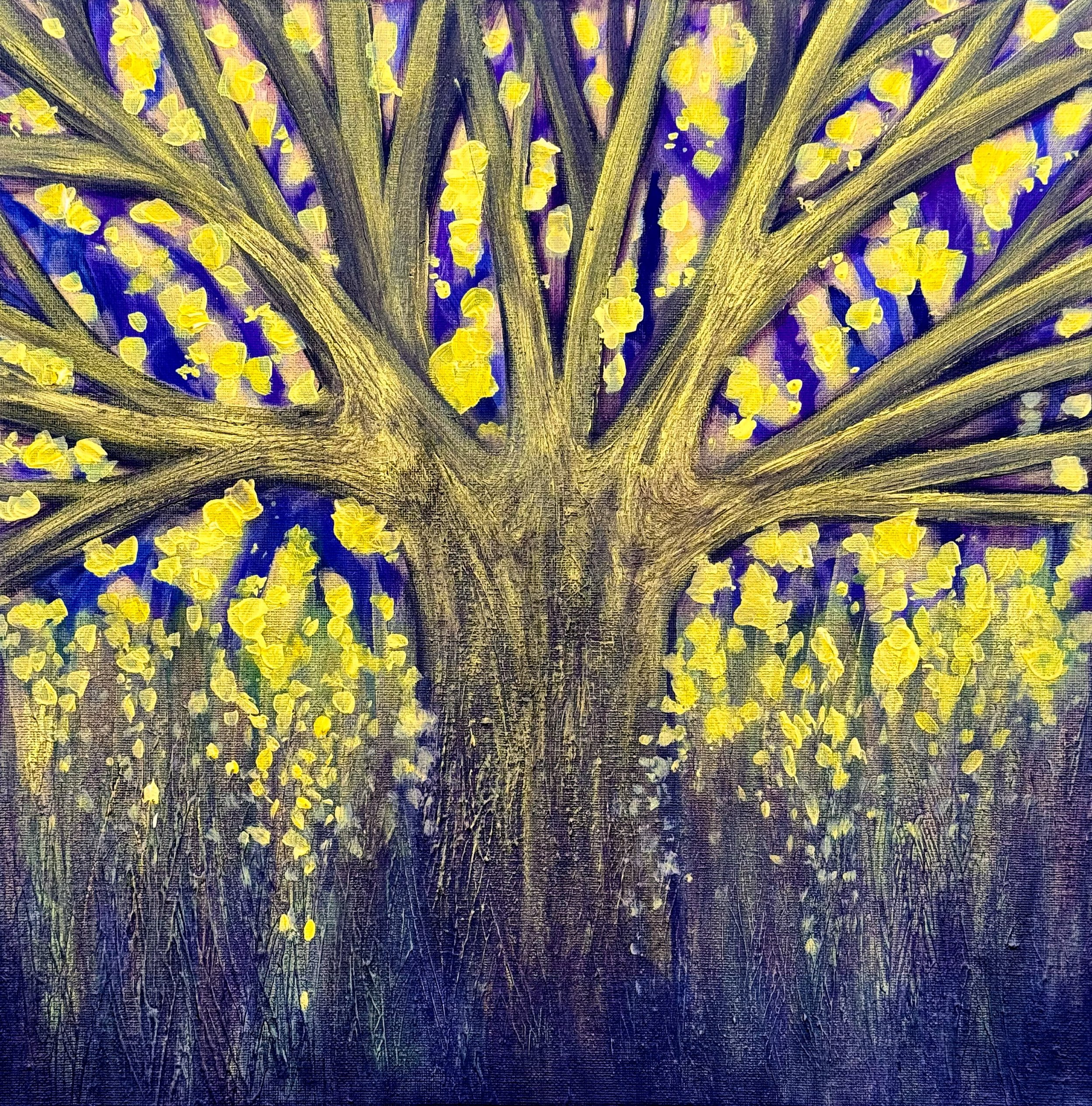 Golden Hour, Mixed Media on Canvas, 40x40cm, 2025 - Reworked 2022+2023 & Donated