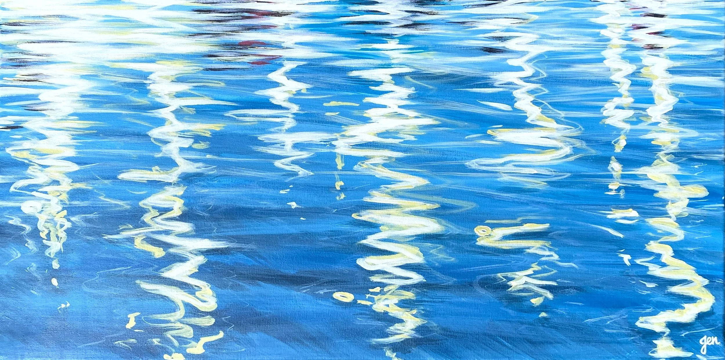 Reflections, Acrylic on Canvas, 76x38cm, 2022 - Reworked to 2023 - Sold
