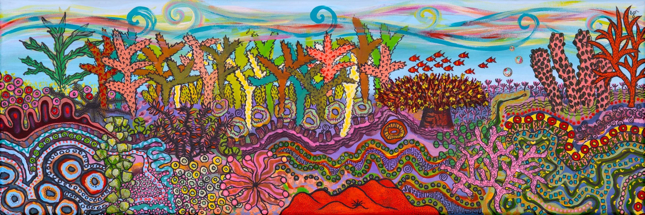 Great Barrier Reef, Acrylic on Canvas, 30x80cm, 2021