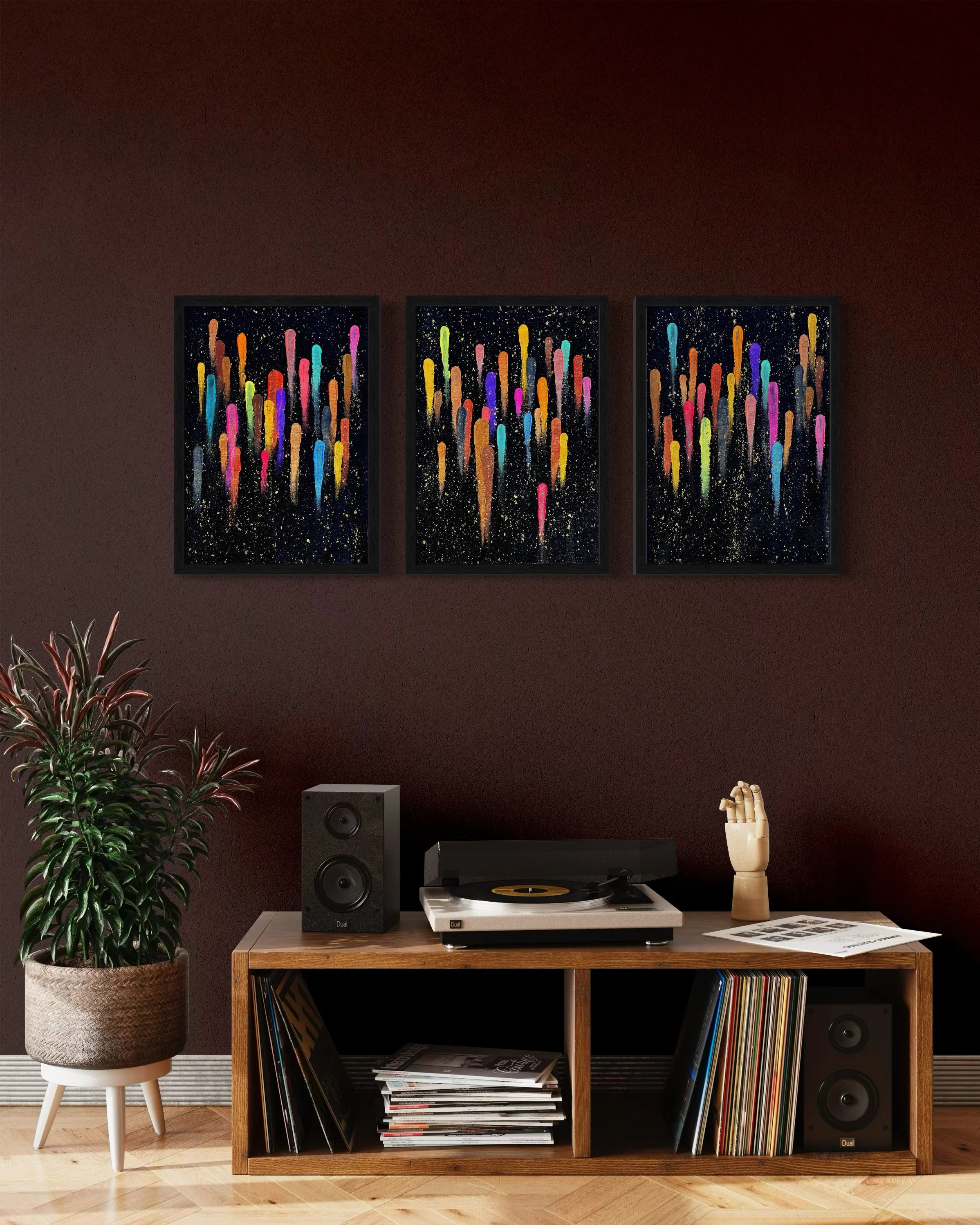 Three Spirits, Mixed Media on Canvas, 3x30x20cm, 2024 - Commission