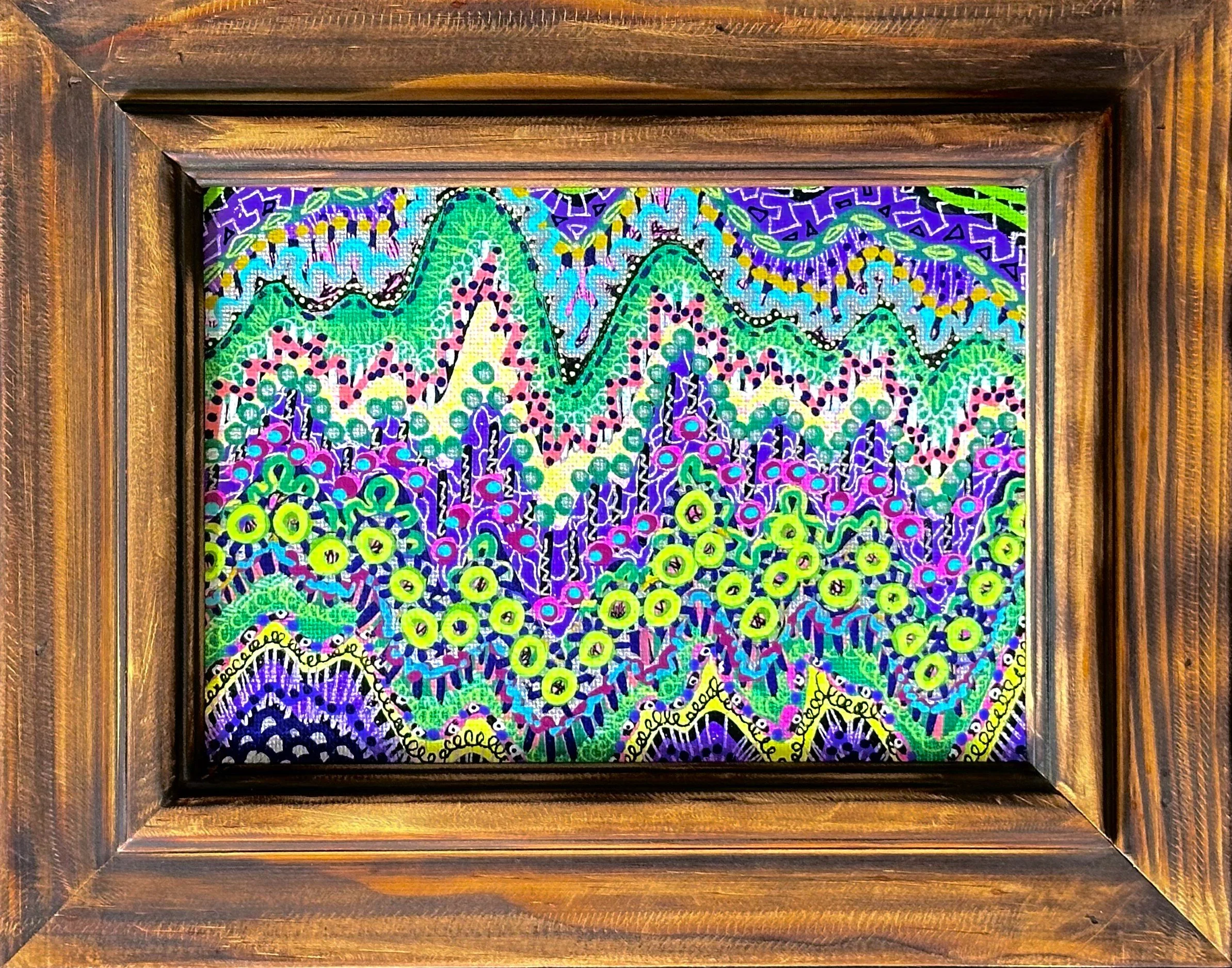 Purple Flow, Acrylic on Canvas, 12x18cm exc. recycled frame, 2024