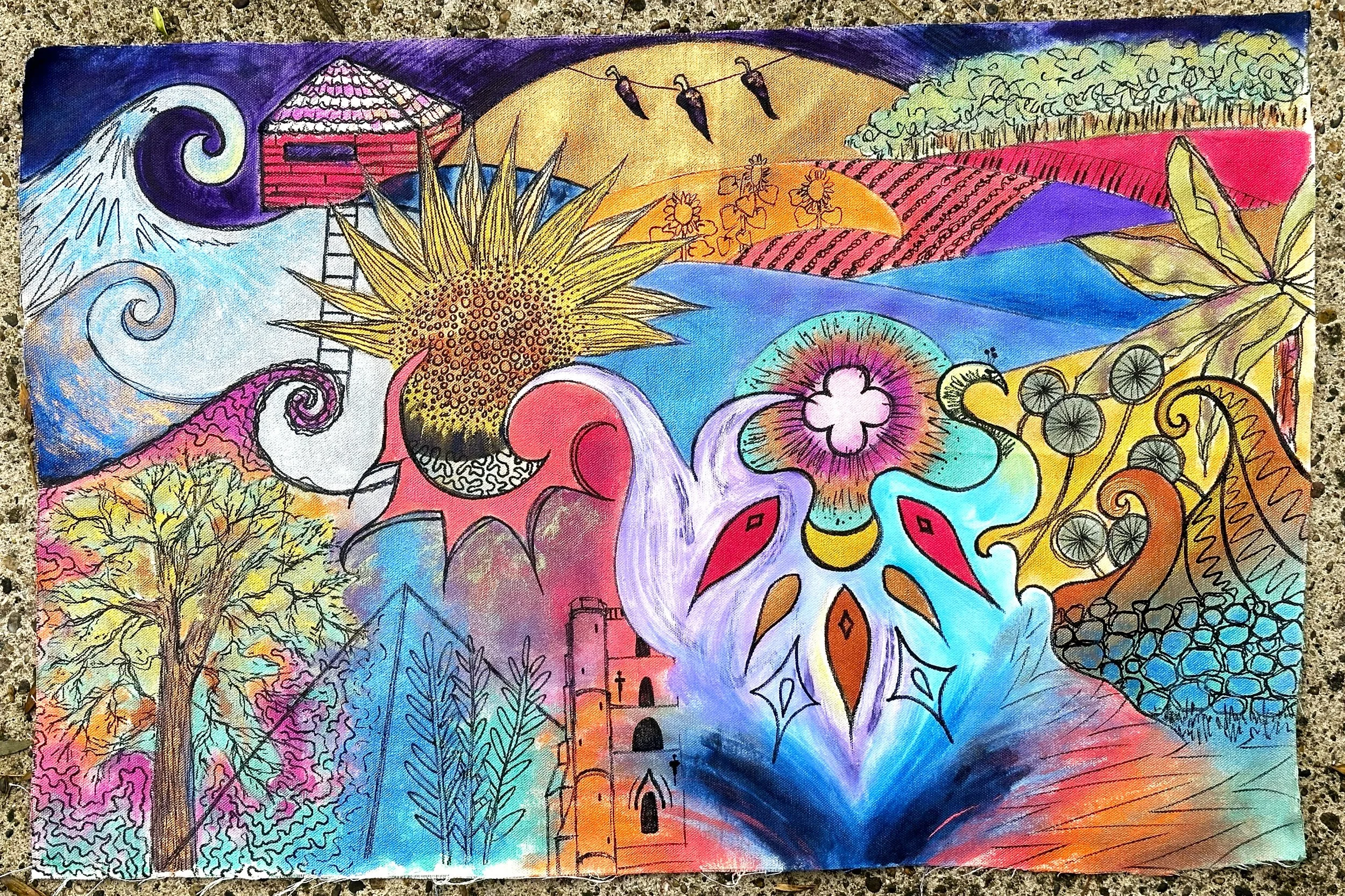 Sketch of France, Mixed Media on Unstretched Canvas, 40x80cm, 2024