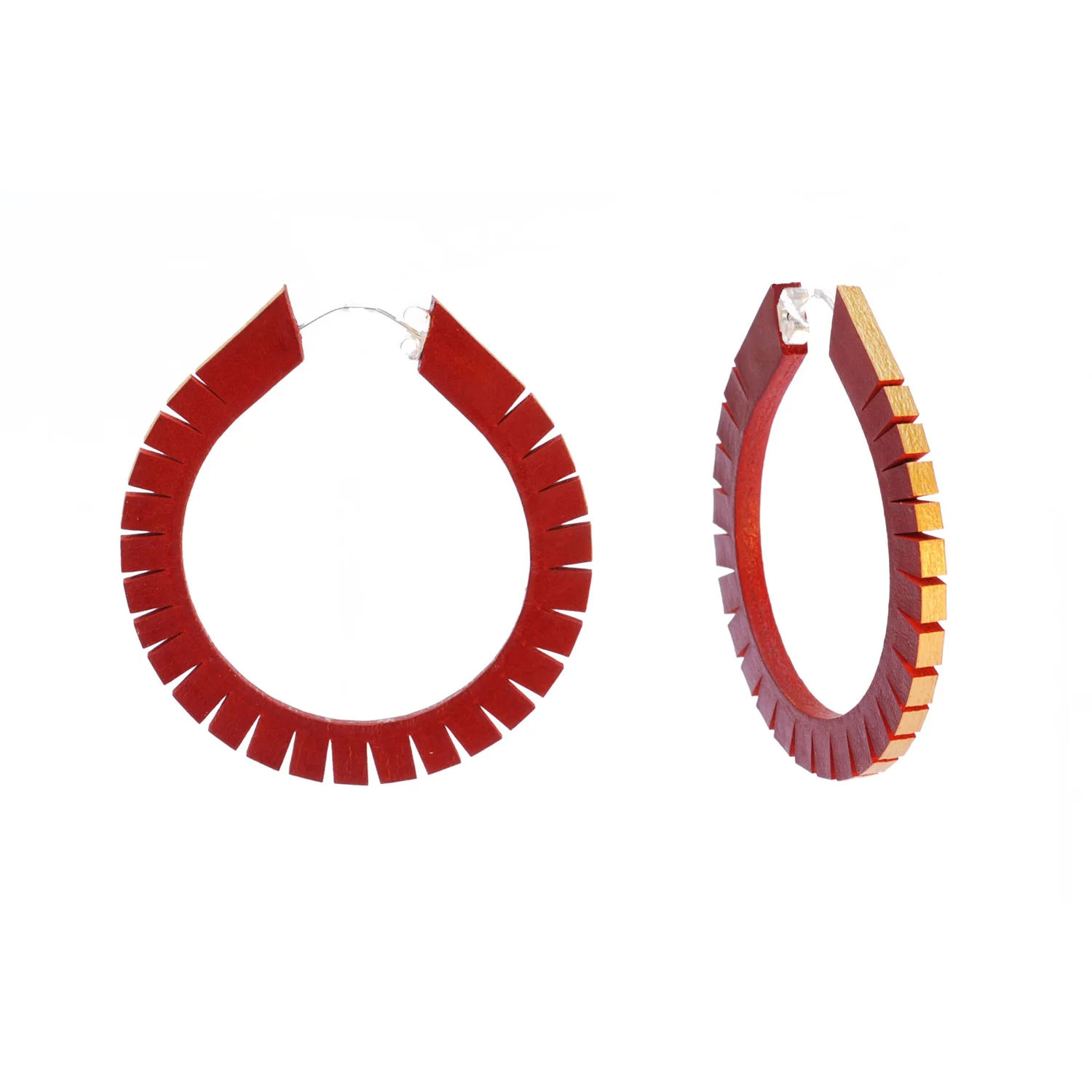 ROUND LOOP EARRINGS - RED & GOLD