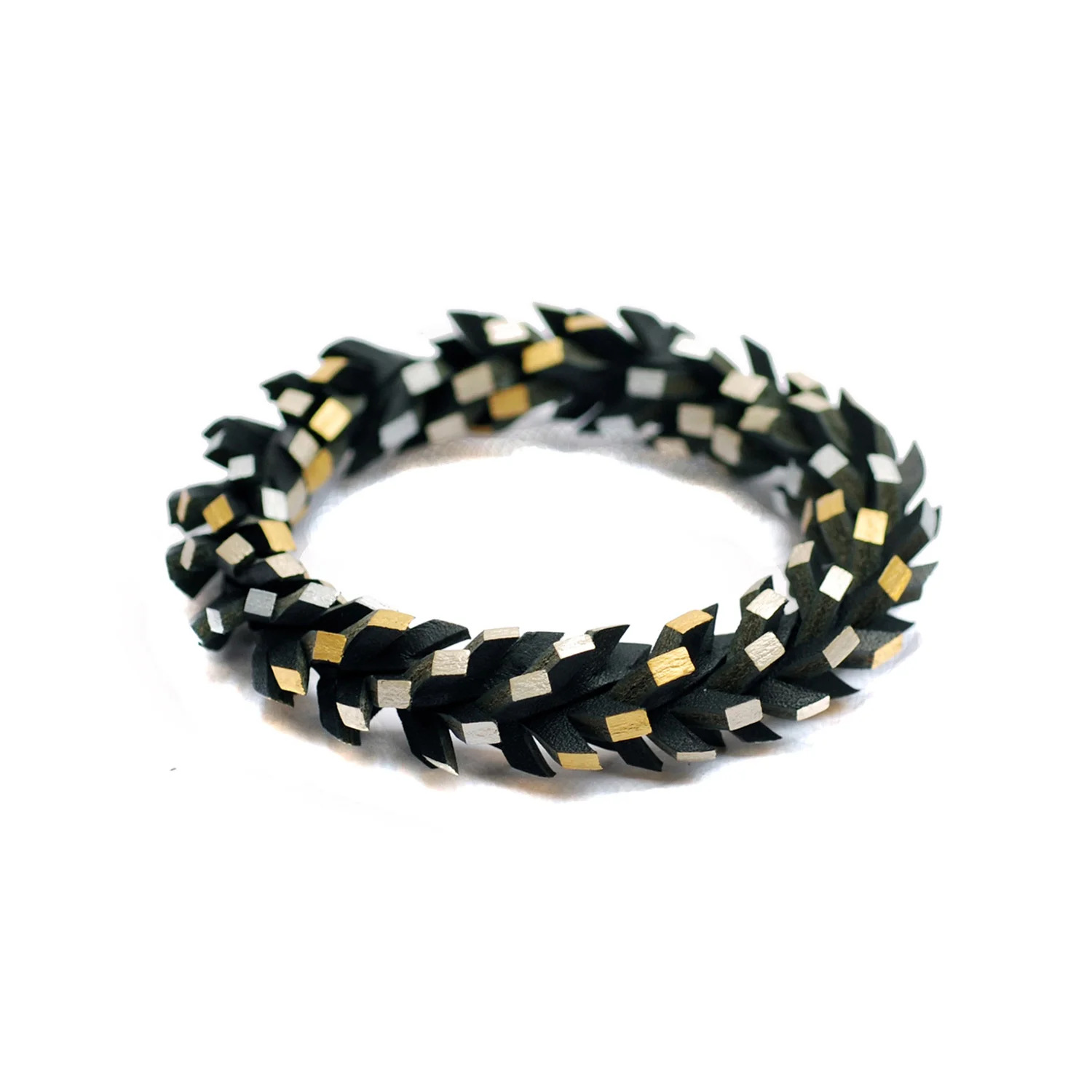 IN A TWIST BRACELET - BLACK & GOLD-SILVER