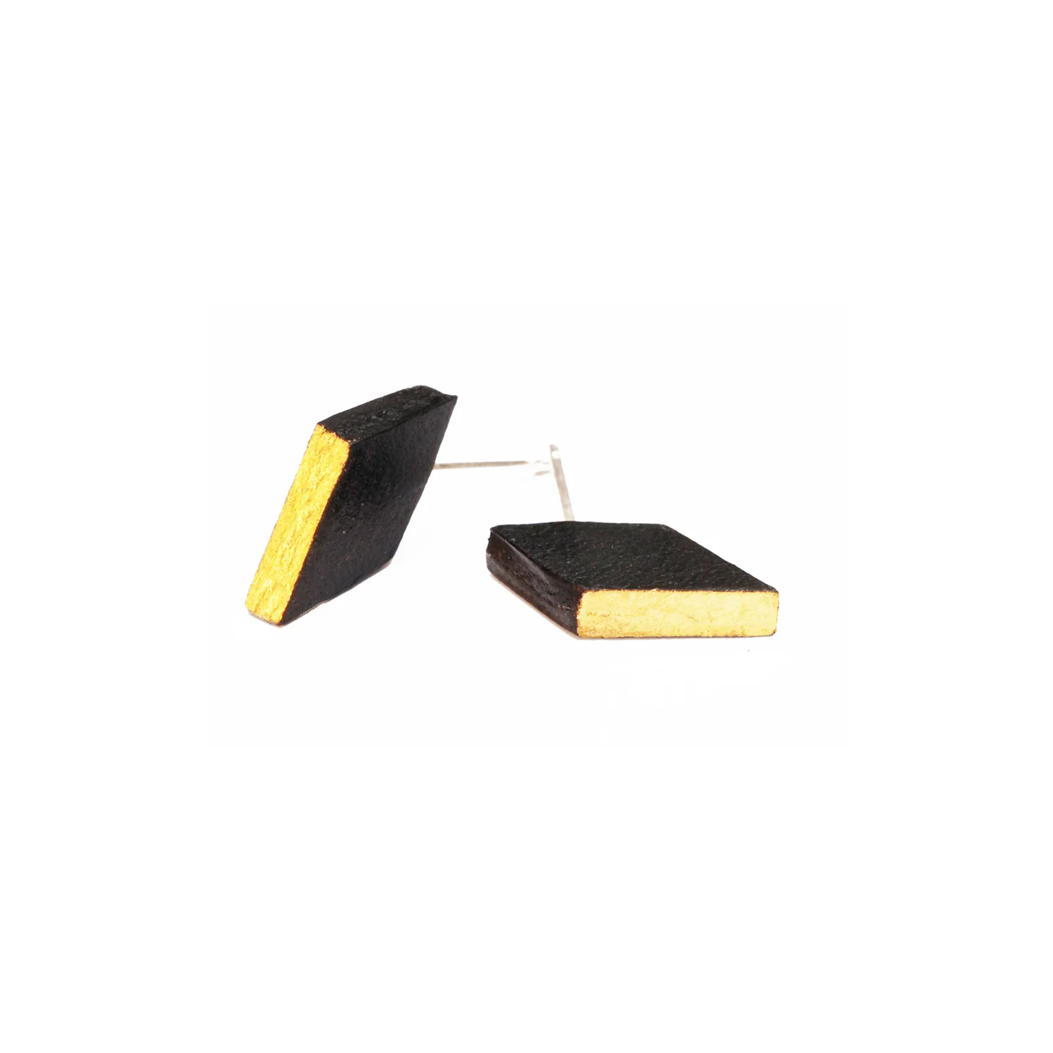 LARGE SLANTED STUDS - BLACK & GOLD