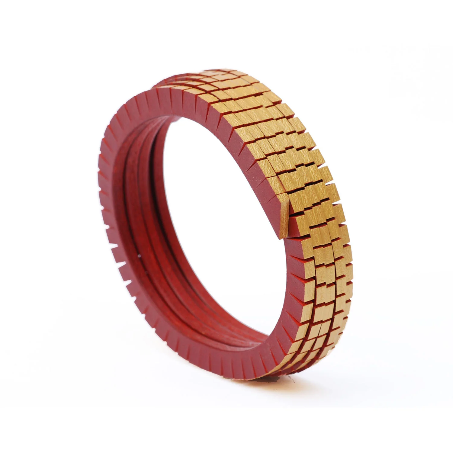 WOUND UP SLIM BRACELET - RED & GOLD