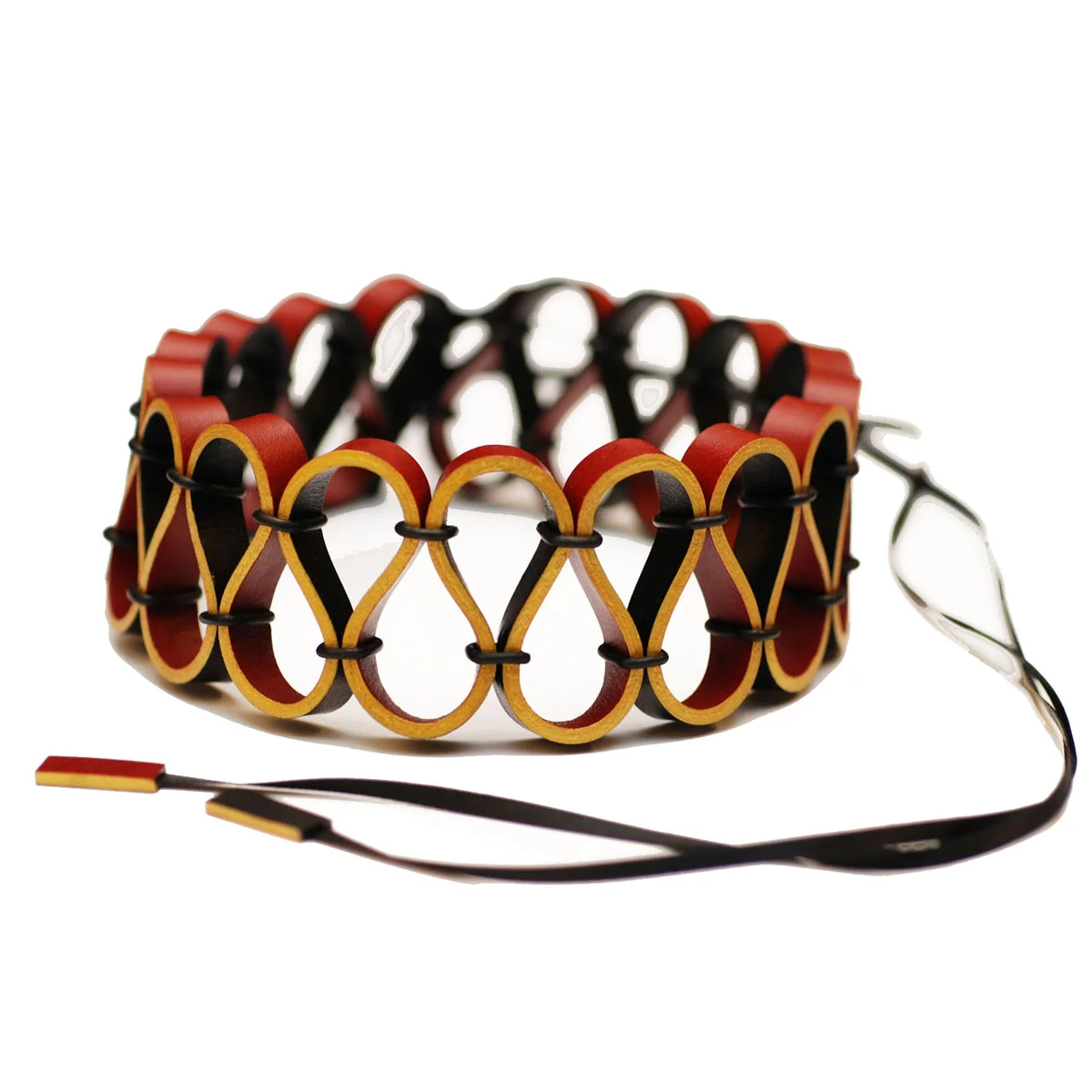 Neck Ruffle - Two Tone - Black Red & Gold -  red edge up.jpg