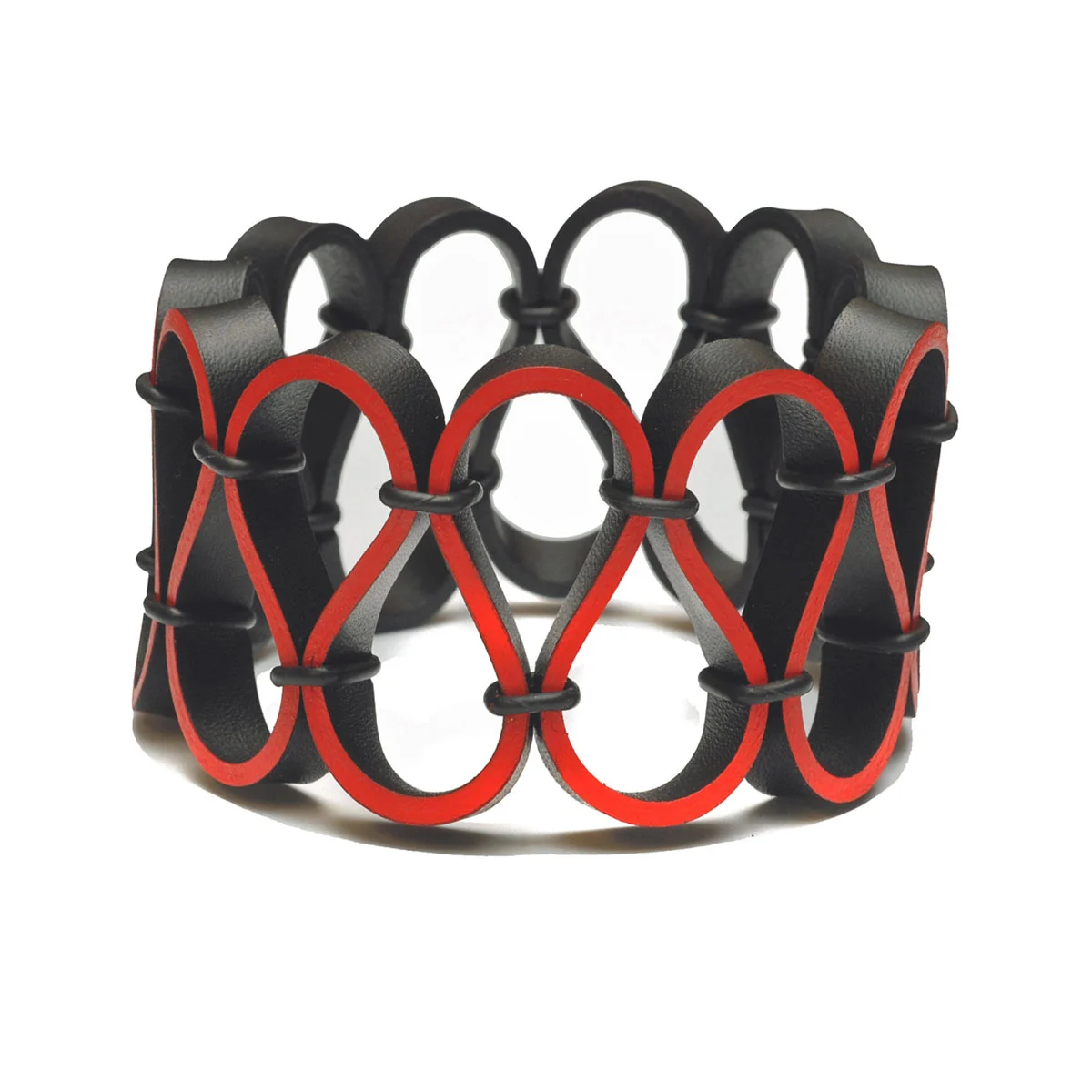 RUFFLE CUFF - BLACK & RED
