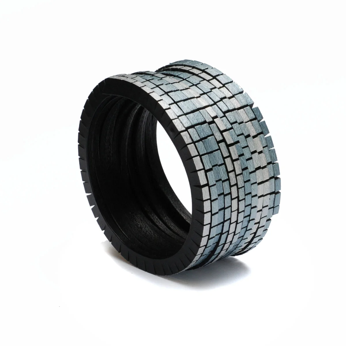 WOUND UP BRACELET - BLACK & PEWTER-SILVER