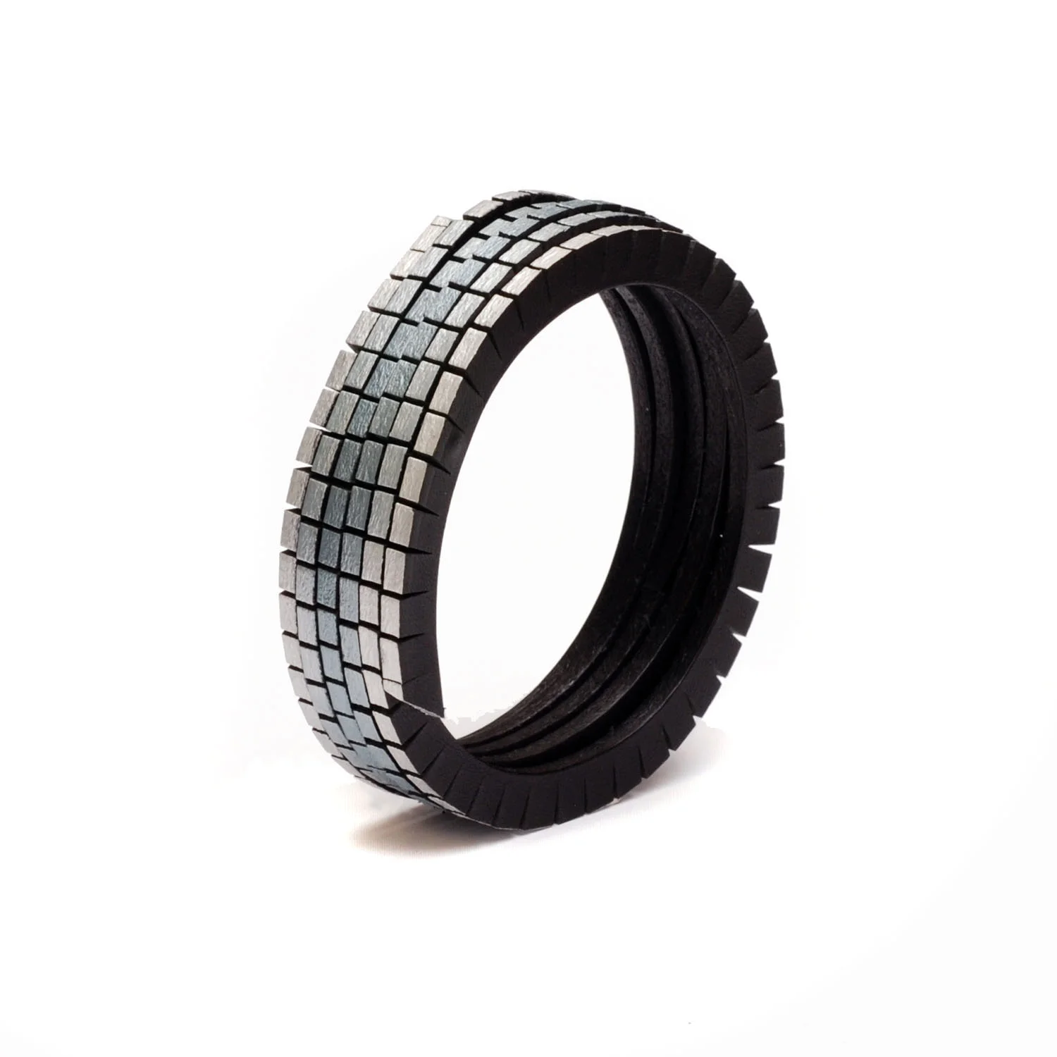 WOUND UP SLIM BRACELET - PEWTER/SILVER