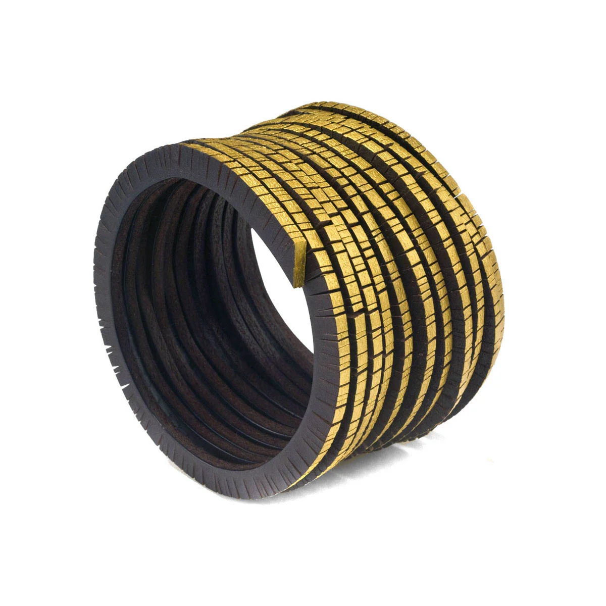 WOUND UP BRACELET - BLACK & GOLD