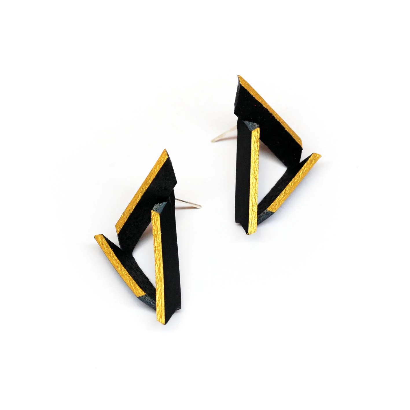 TRIANGULAR EARRINGS - BLACK & GOLD