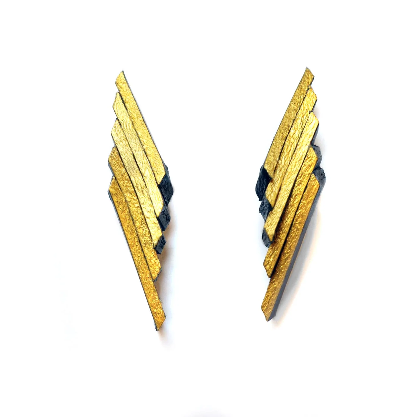 FLIGHT EARRINGS - BLACK & GOLD