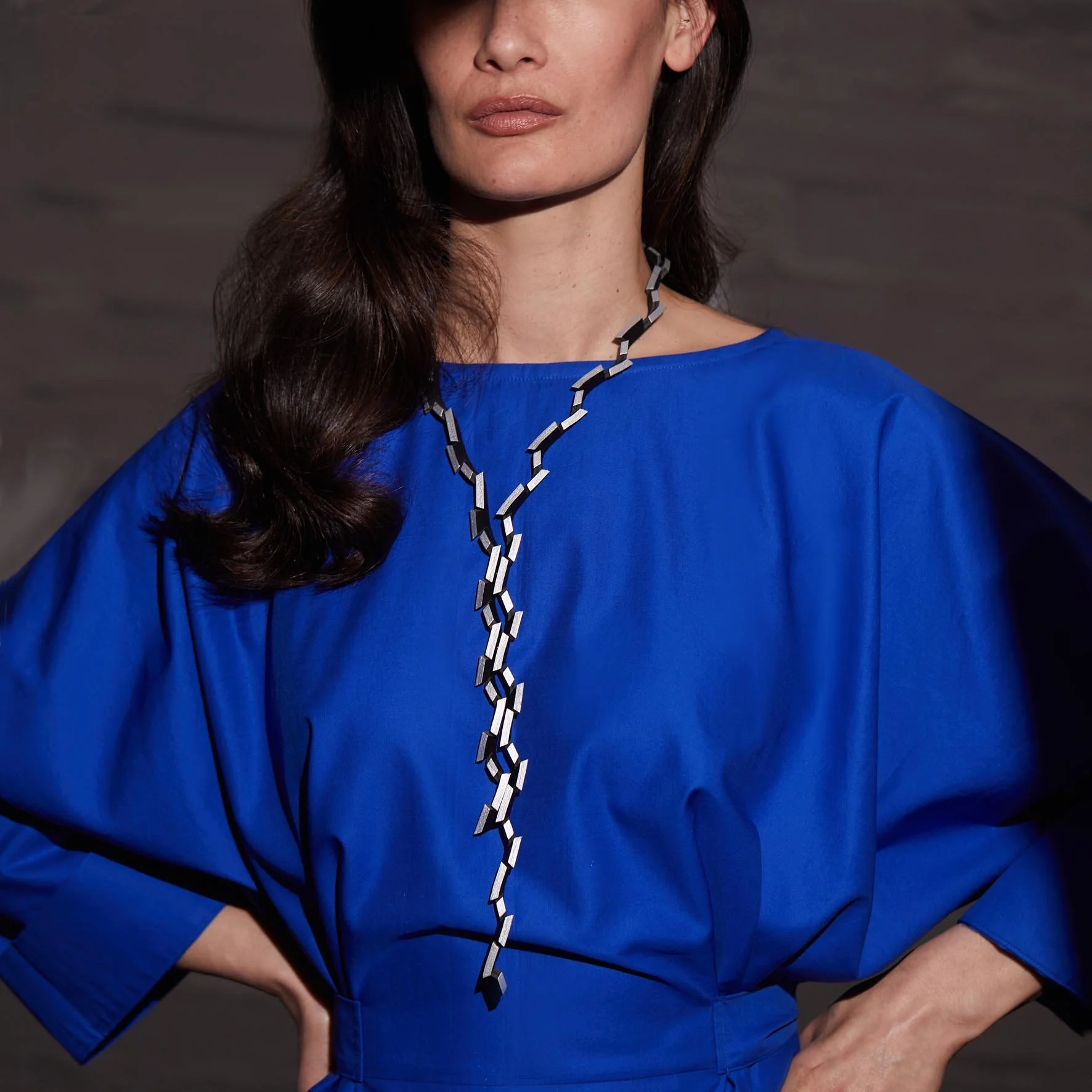 Out of Line Necklace - Silver - modelled - square.jpg