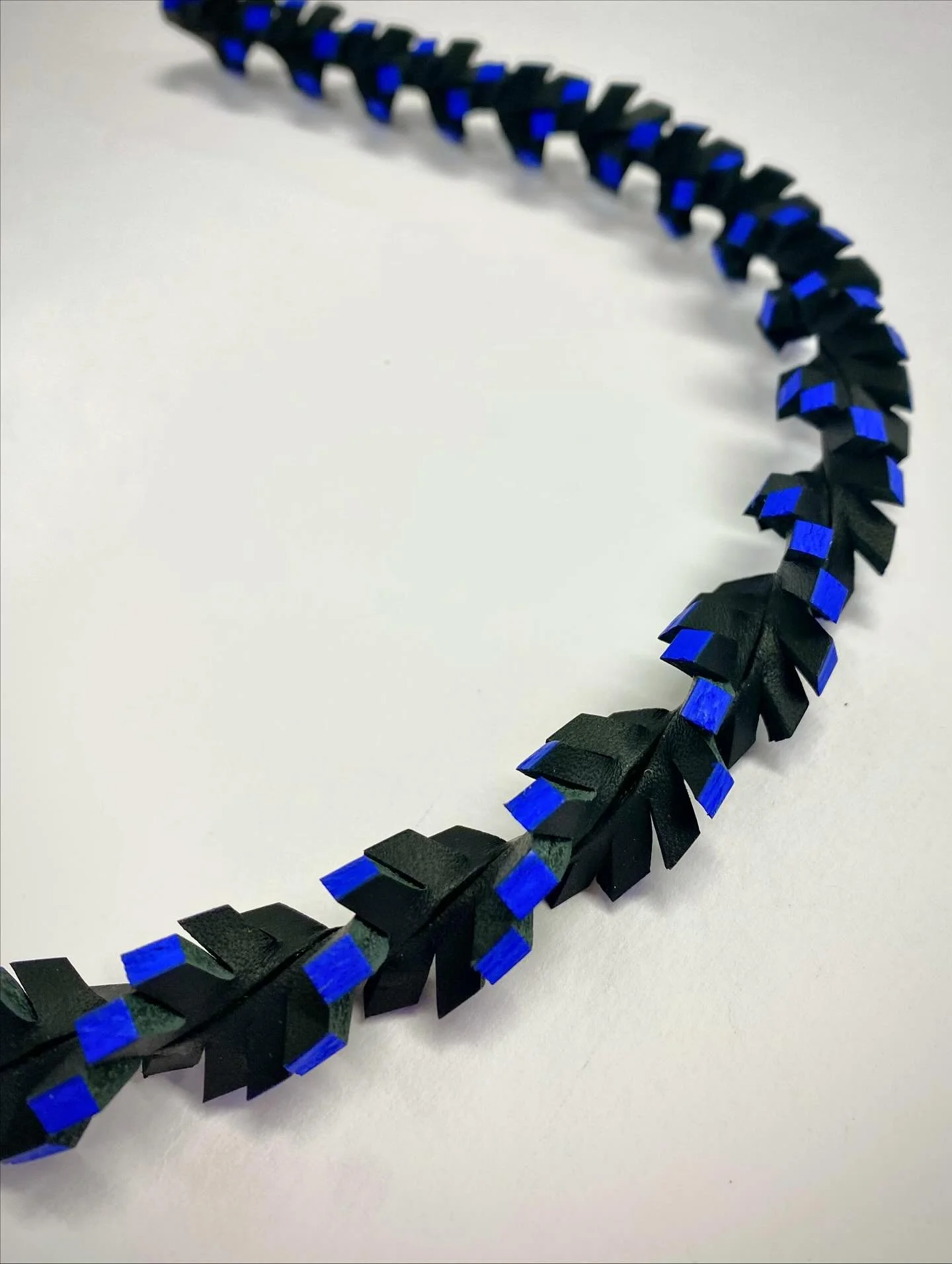 Work in progress - Helical Twist&hellip; on its way to a client later this week. 

#leatherjewelry #leatherjewellery #leatherdesign #vegtanleather #contemporaryjewellry #nonprecious